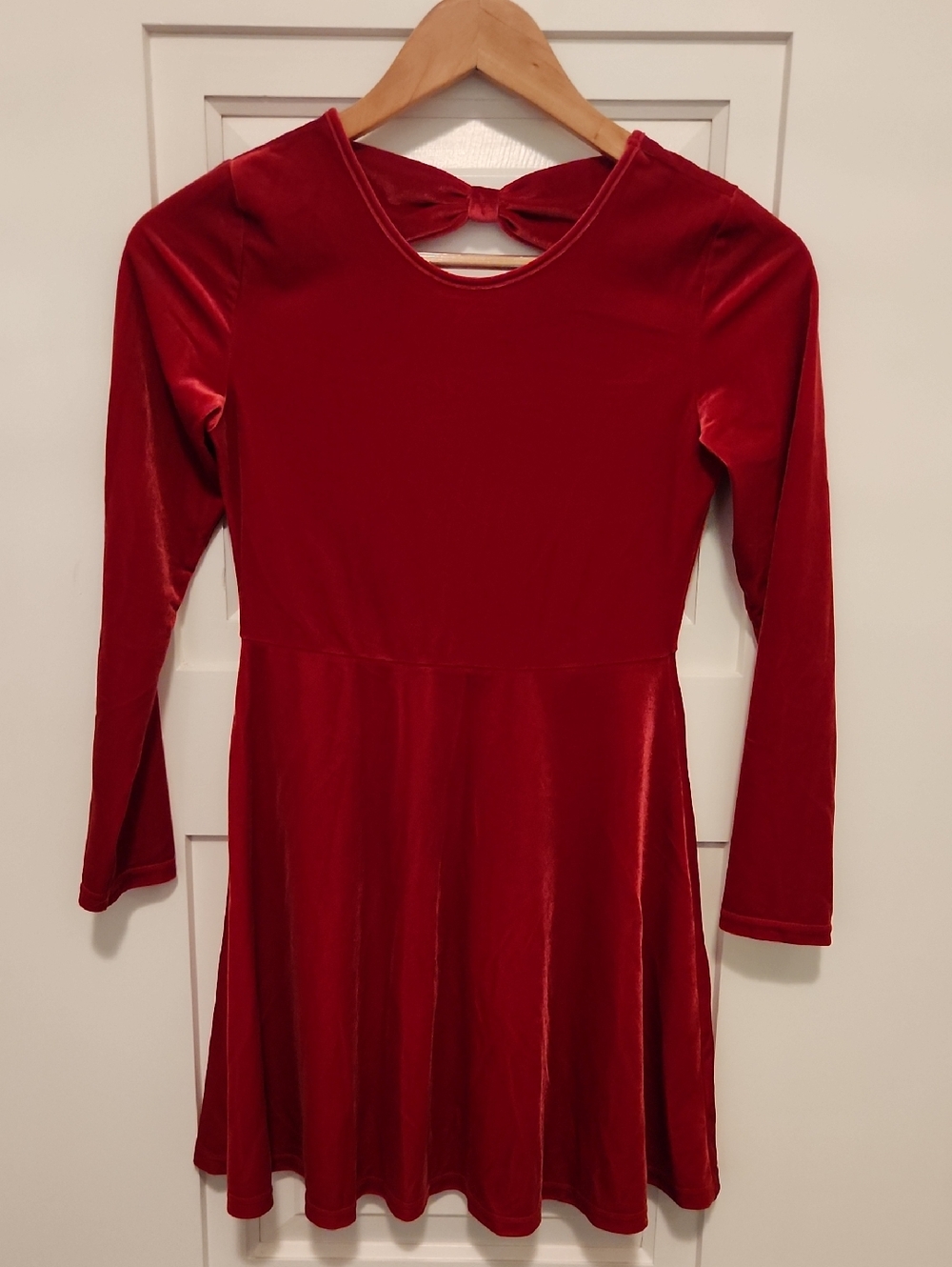 Children's Place Red Velvet Bow-Back Kids Dress 10/12
